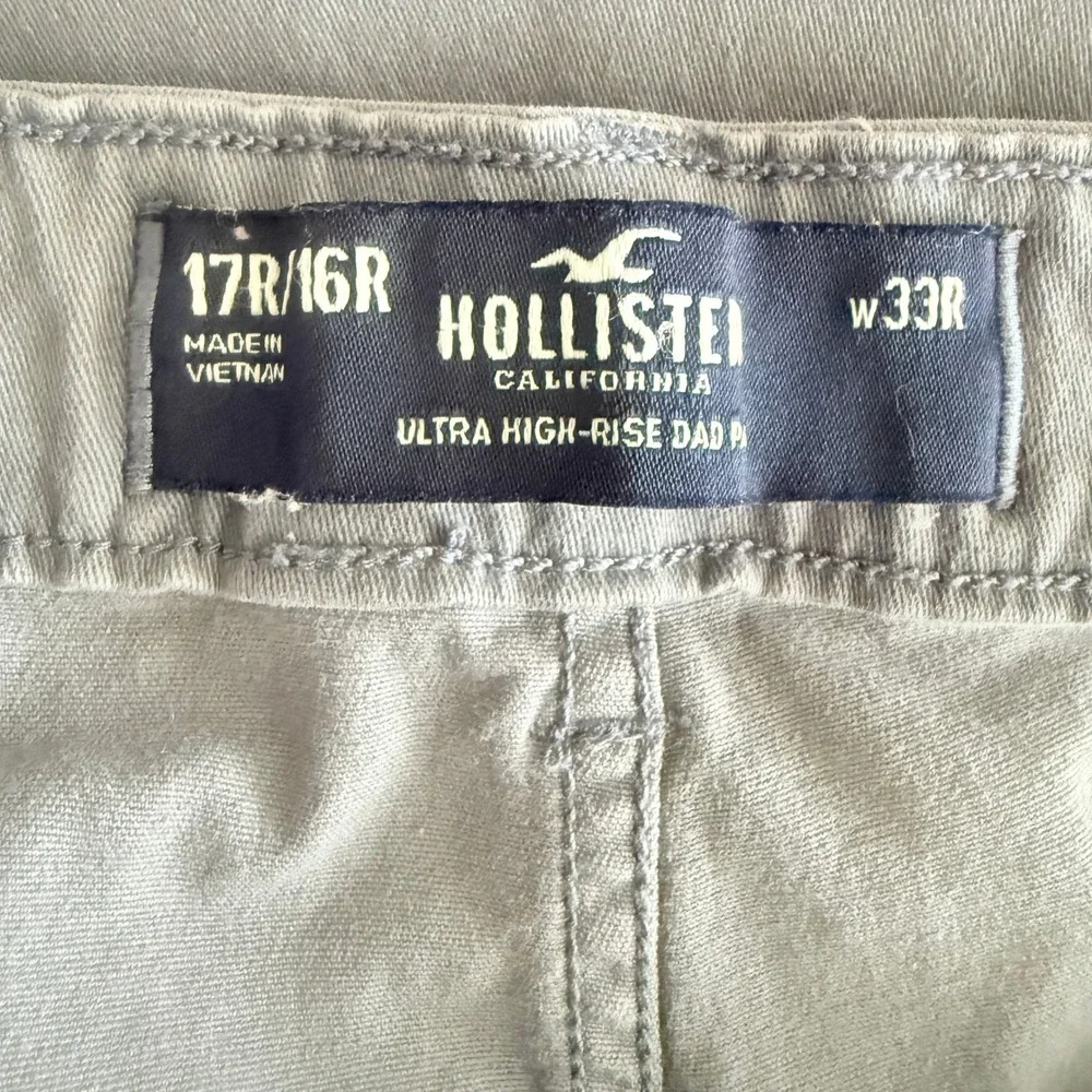 Hollister Mens Cargo Pants‎ Grey Blue Straight Leg Utility Trousers 34x28